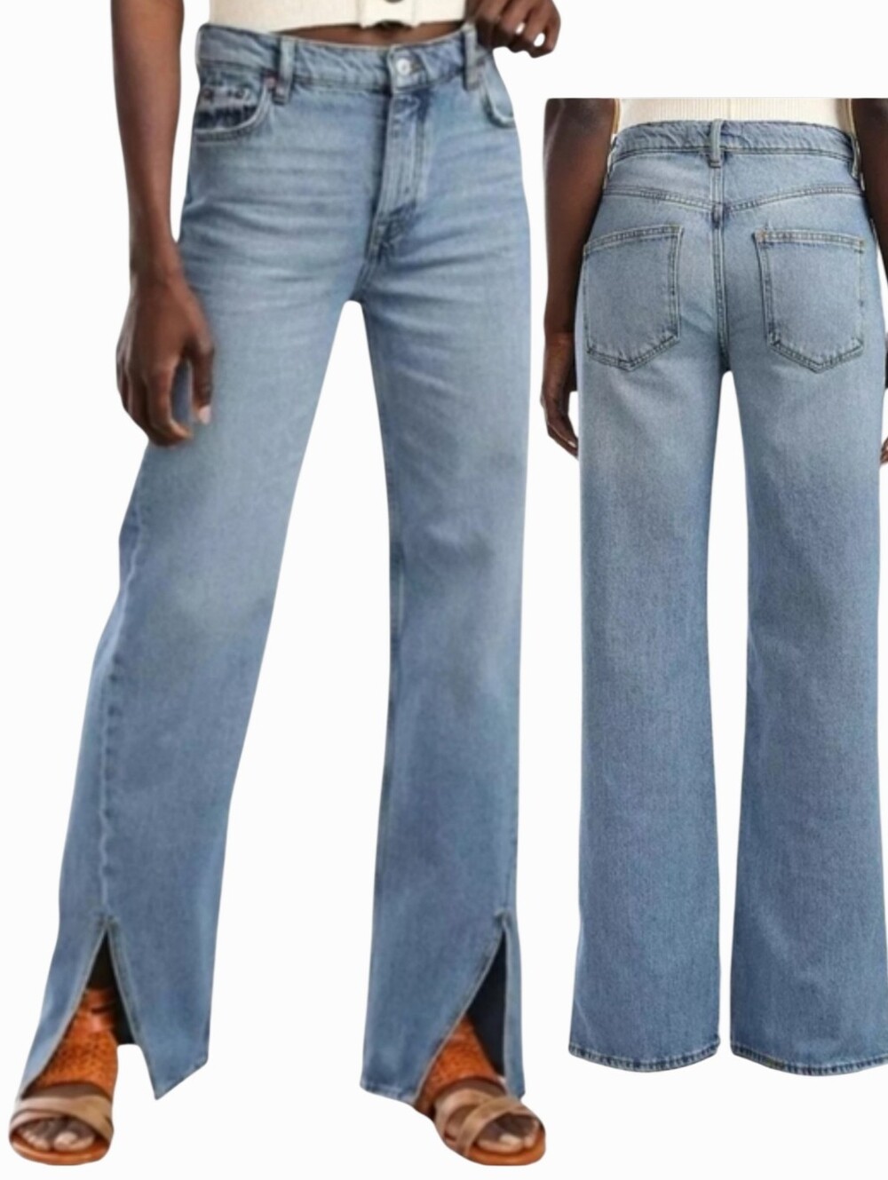 Revolve We The Free People Jeans Long Lines Slit Wide Straight Denim Size 25